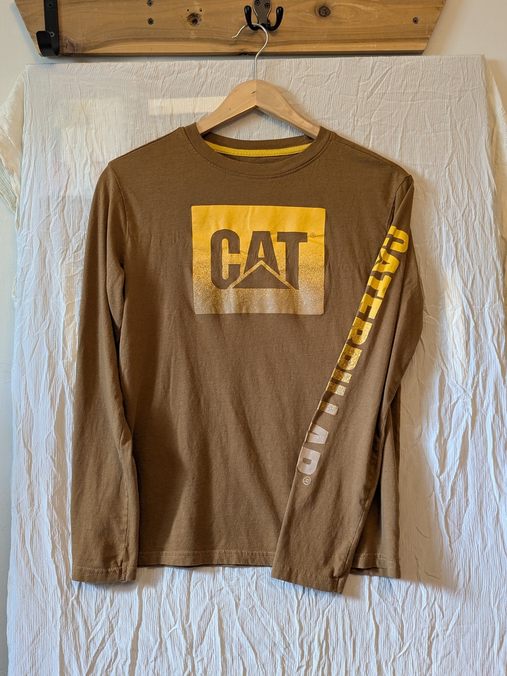 Long Sleeve Logo Tee in Brown and Yellow